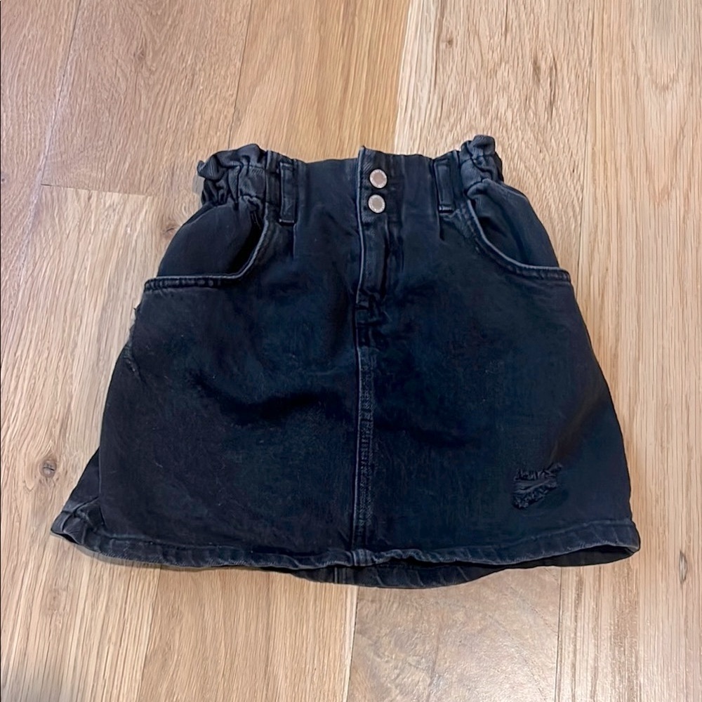 Zara Black Denim Kids Skirt with Elastic waist band